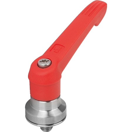 Adjustable Handle W Clamp Force Intensif Size:5 M12X20, Plastic Red Ral3020, Comp:Stainless Steel